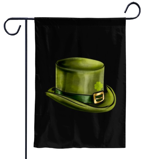 Green Leprechauns Hat Cylinder Shamrock On St Garden Flags
