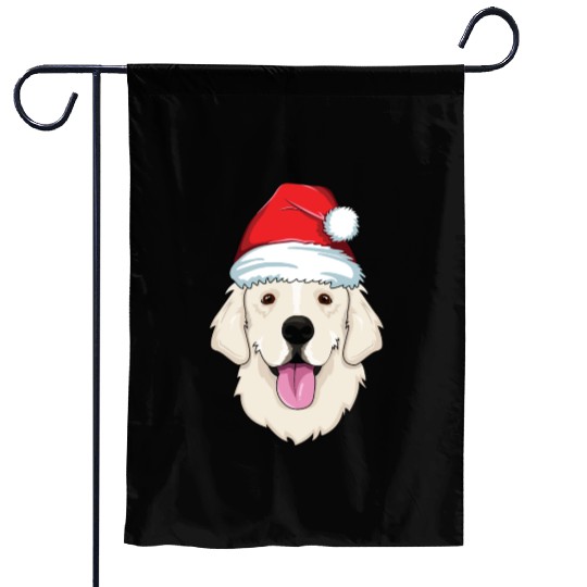 Blond Golden Retriever Santa Hat Cute Christmas Garden Flags