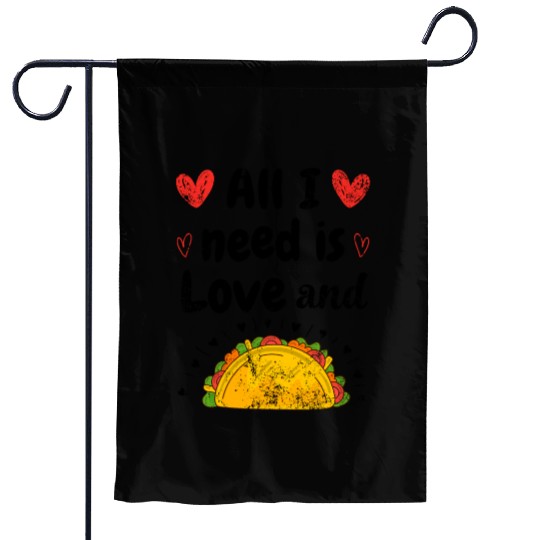 Vintage I Love Tacos Groovy Tacos Are My Valentine Garden Flags