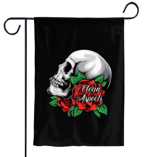 CA SKULL AND ROSES Garden Flags