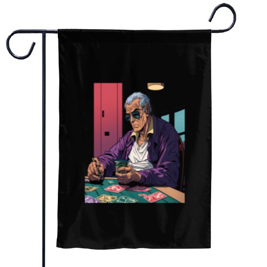 Cool Poker Fans Retro Comic Style Poker Player Garden Flags