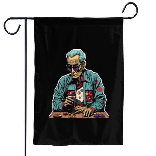 Cool Poker Fans Retro Comic Style Poker Player Garden Flags