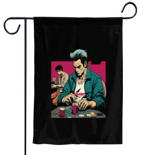 Cool Poker Fans Retro Comic Style Poker Player Garden Flags