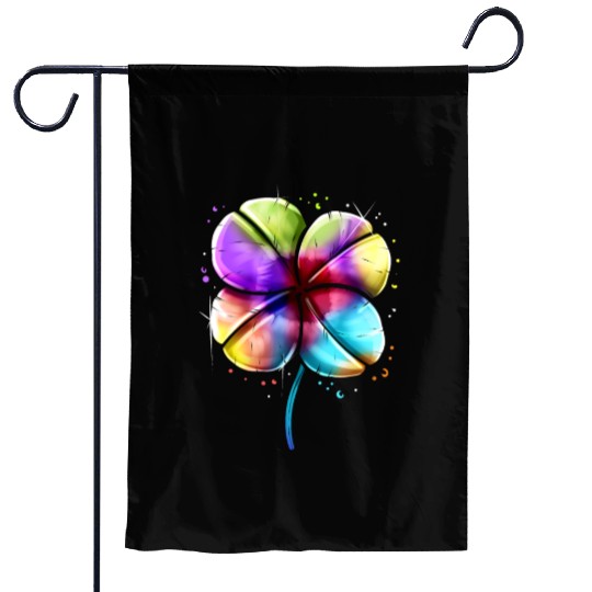 LGBTQ Colorful Four Leaf Clover Shamrock St Garden Flags