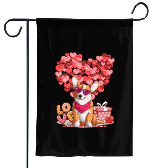 Welsh Corgi Lover Red Hearts Valentine Corgi Owner Garden Flags