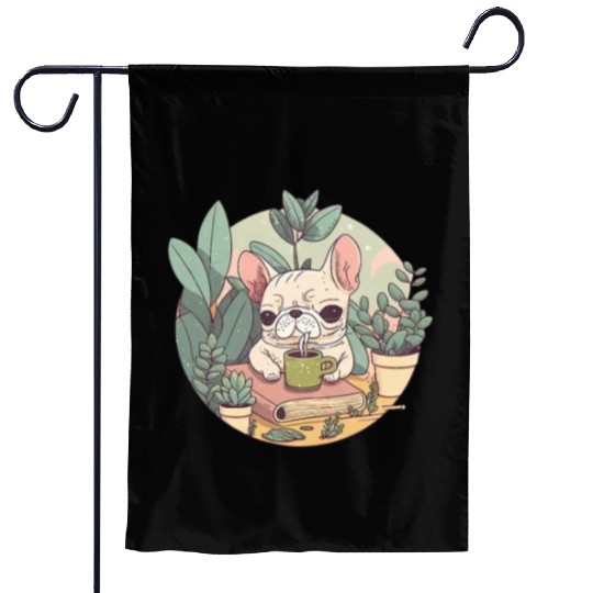 Cute Frenchie, Coffee & Books: A Perfect Pairing Garden Flags
