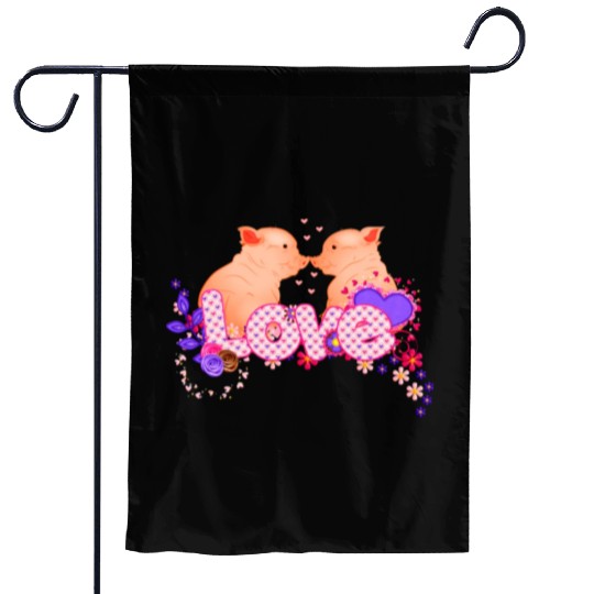 You are my Valentine. Funny Couple of Pigs. Garden Flags