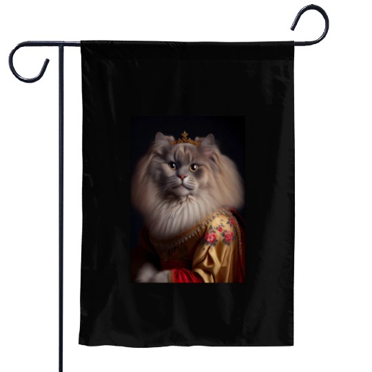 British Longhair Queen Cat Breed Portrait Royal Re Garden Flags
