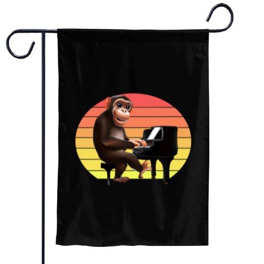 Monkey at the piano Garden Flags