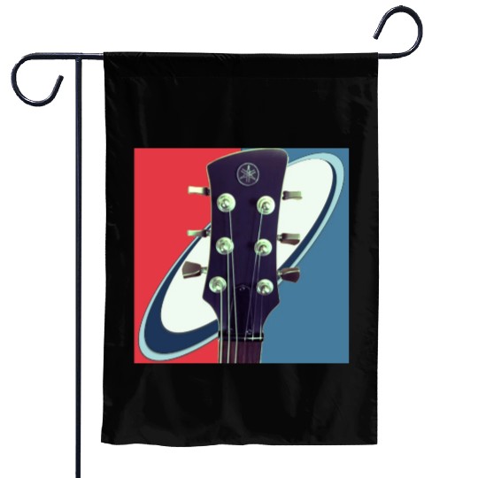 Red White Blue Rock and Roll Themed Guitar Garden Flags