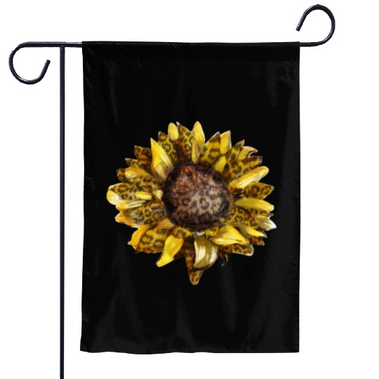 Leopard Print Sunflower Garden Flags