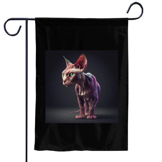 Canadian Sphynx cat with transparent skin Garden Flags