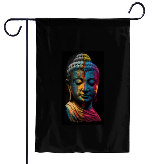 Enlightened Elegance: Colorful Buddha Portraits Garden Flags