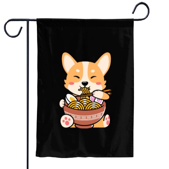 Cute Shiba Inu Noodle Bowl Design Garden Flags