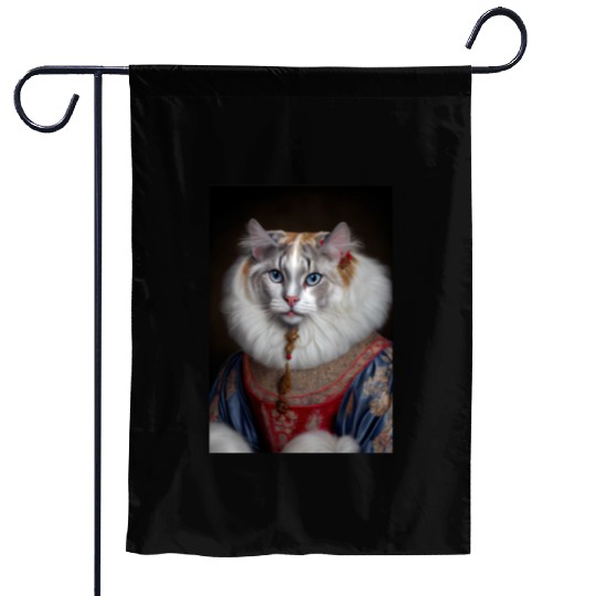 American Curl Prince Cat Breed Portrait Royal Rena Garden Flags