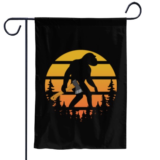 Retro Sasquatch Axe Throwing For Axe Thrower Garden Flags