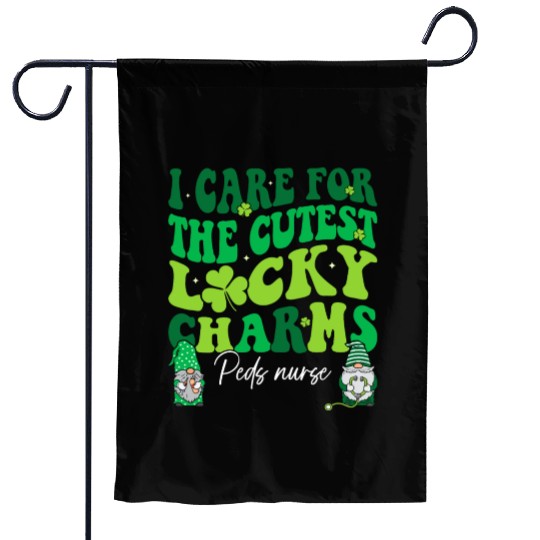 Groovy Retro NICU Nurse St Patrick's Day Garden Flags