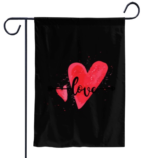 Love red heart Valentines Garden Flags