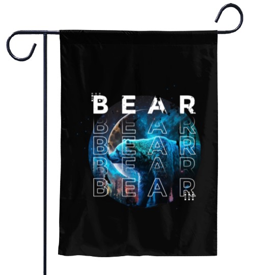Midnight Roar: A Bear's Lunar Adventure Garden Flags