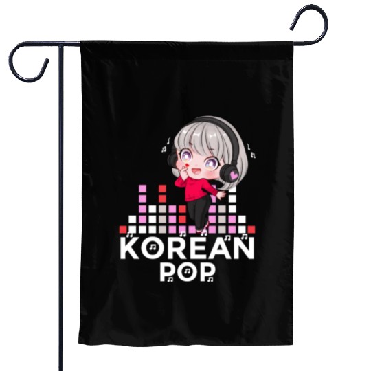 Kawaii Kpop Anime Finger Heart Korean Pop Chibi Garden Flags