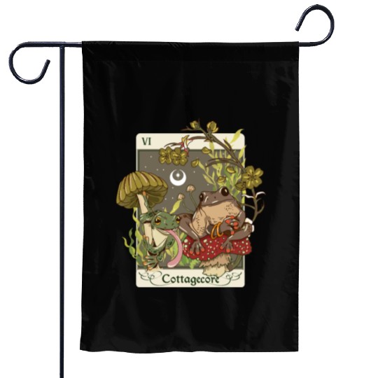 Swamp Mushroom Frog Cottagecore Tarot Card Aesthet Garden Flags