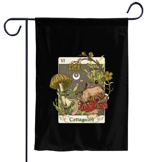 Swamp Mushroom Frog Cottagecore Tarot Card Aesthet Garden Flags