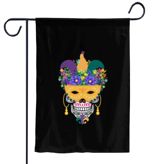 El Dia De Los Muertos Mardi Gras Costume Flower Garden Flags