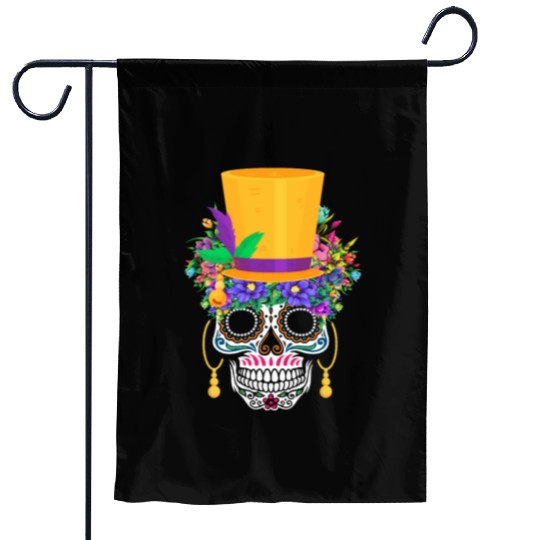 Mardi Gras Costume El Dia De Los Muertos Flower Garden Flags