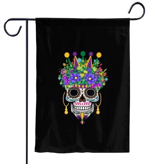 Mardi Gras Mask Flower Sugar Dia De Los Muertos Garden Flags