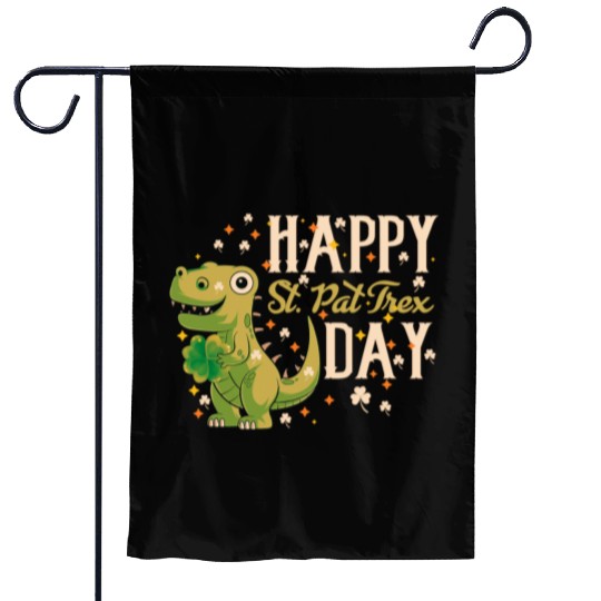 Irish Trex Dino St Patricks Day Kids Toddler Boys Garden Flags