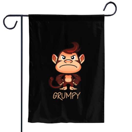 Grumpy Monkey Meme Aesthetic Bad Mood chimpanzee Garden Flags