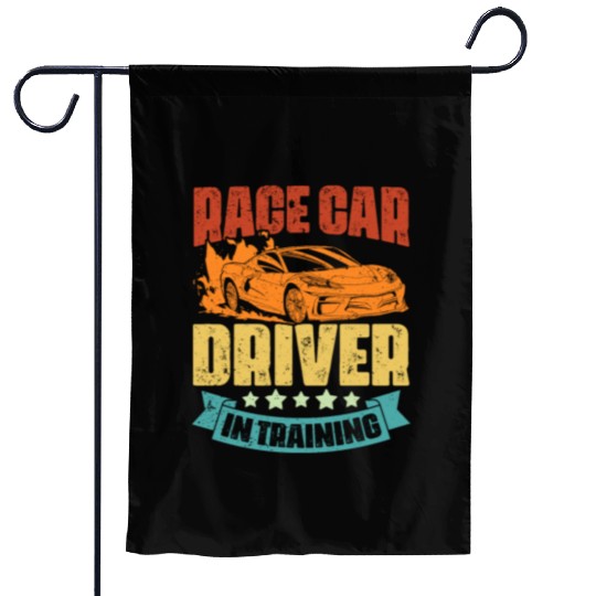 Vintage Race Car Driver In Training An Automotive Garden Flags