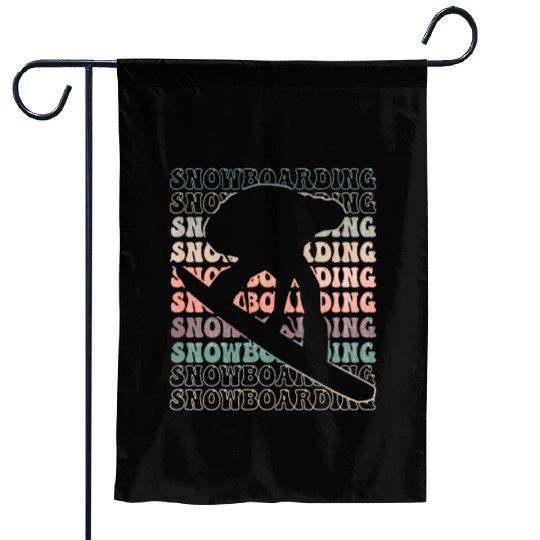 Snowboarding Retro text Garden Flags