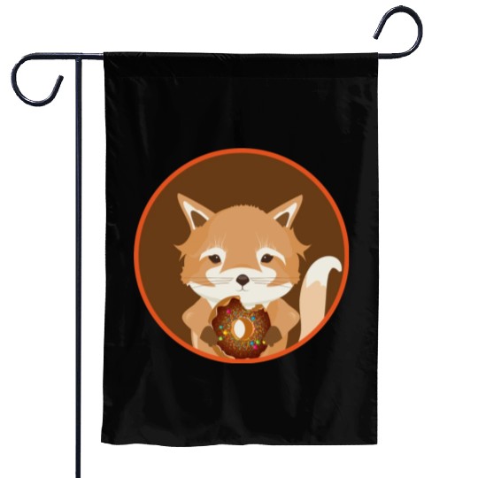 magical little fox with delicious donut Garden Flags