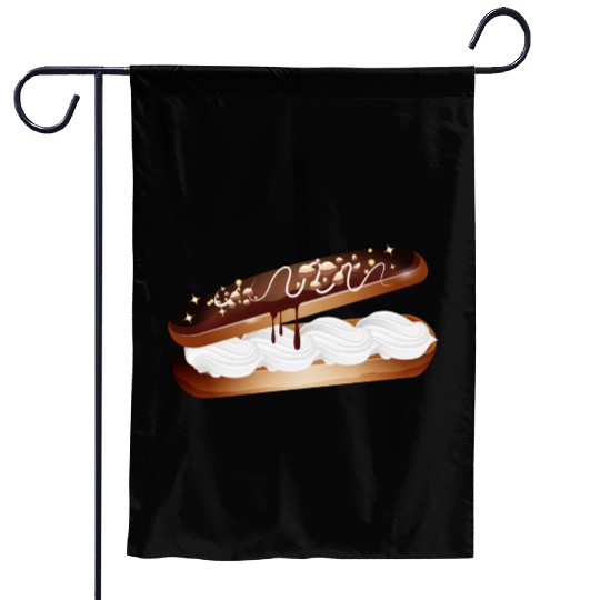 Illustration of a stuffed eclair with cream Garden Flags