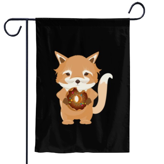 magical little fox with delicious donut Garden Flags