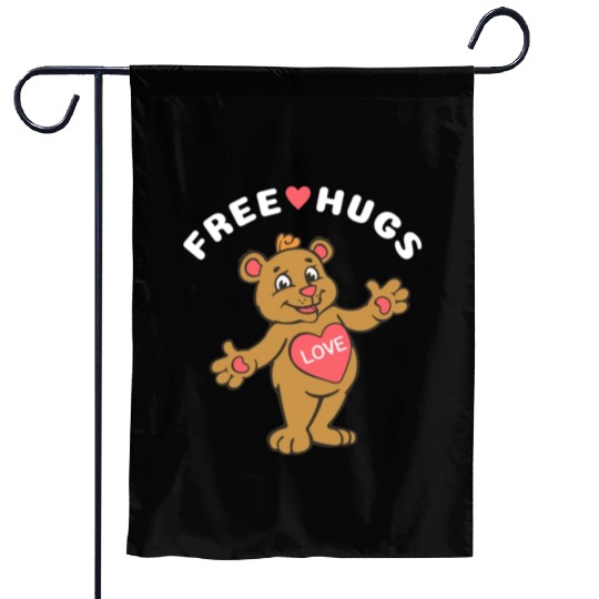 Free Hugs Teddy Bear Garden Flags