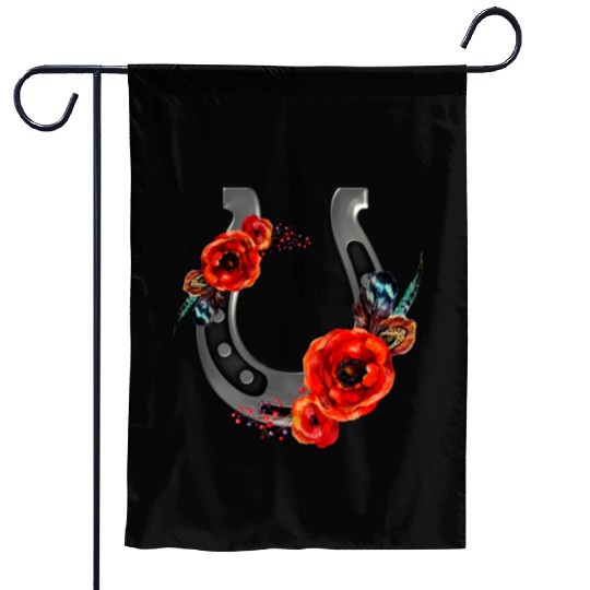 Floral Horseshoe With Poppies Garden Flags