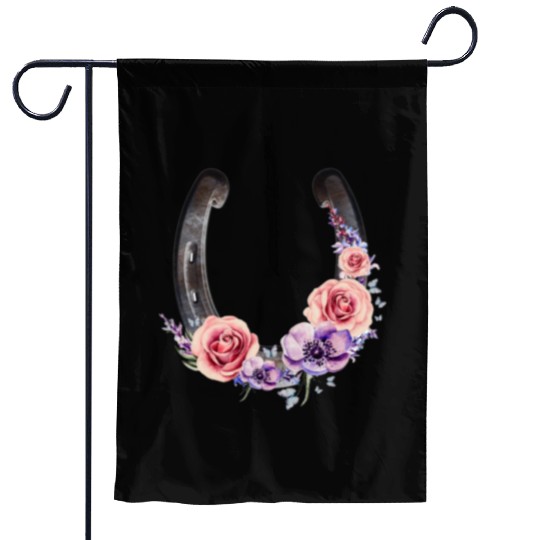 Lucky Floral Horseshoe Garden Flags