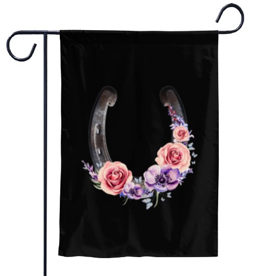 Lucky Floral Horseshoe Garden Flags