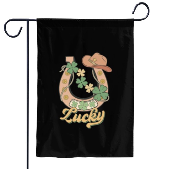 Lucky Shamrock Horseshoe Garden Flags