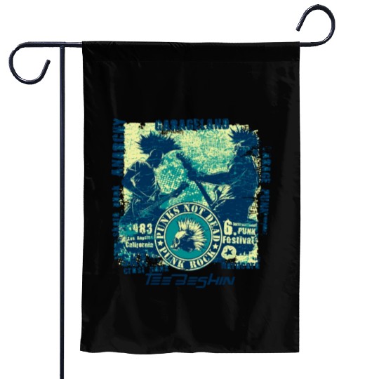 Punk Rock Skull Guitar Concert Garden Flags