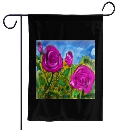 Hand Painted Roses Garden Flags Garden Flags Mugs Tote Bags