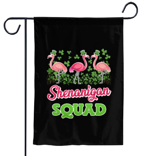 Flamingo Shenanigan Squad St. Patrick's Day Garden Flags
