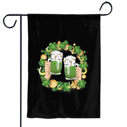 St. Patrick's Day Irish Green Beer, Wine Cups Garden Flags