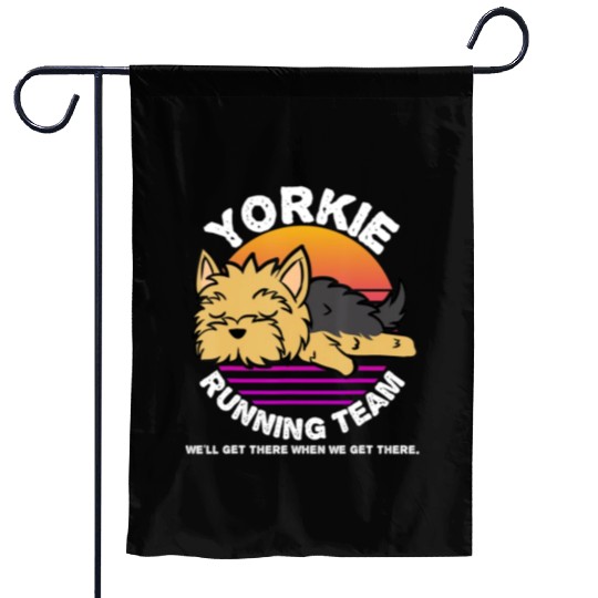 Funny Yorkie Running Team Garden Flags