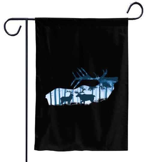 Elk Deer Silhouette Forest Animals Garden Flags