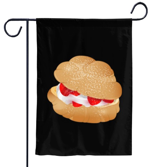 Cream puffs filled with cream and strawberries Garden Flags