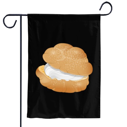 Illustration of a cream puff filled with cream Garden Flags