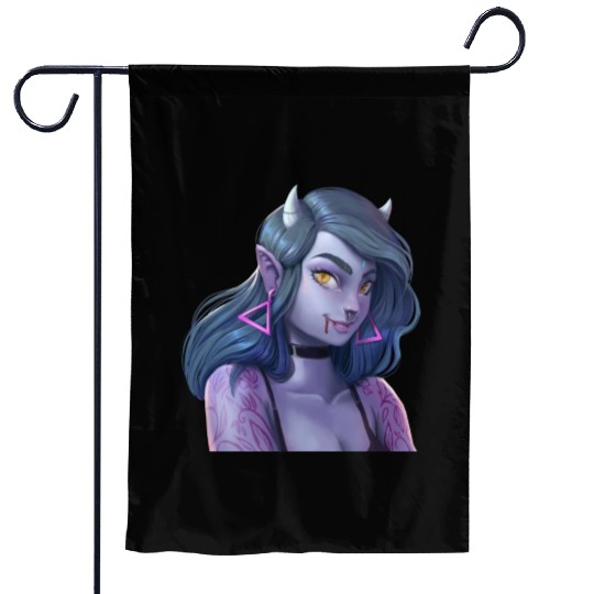 Girl Vampire Illustration with strong attitude Garden Flags